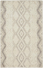 HomeRoots 512777 9 x 12 ft. Ivory Taupe & Gray Wool Geometric Hand Tufted Handmade Stain Resistant Rectangle Area Rug
