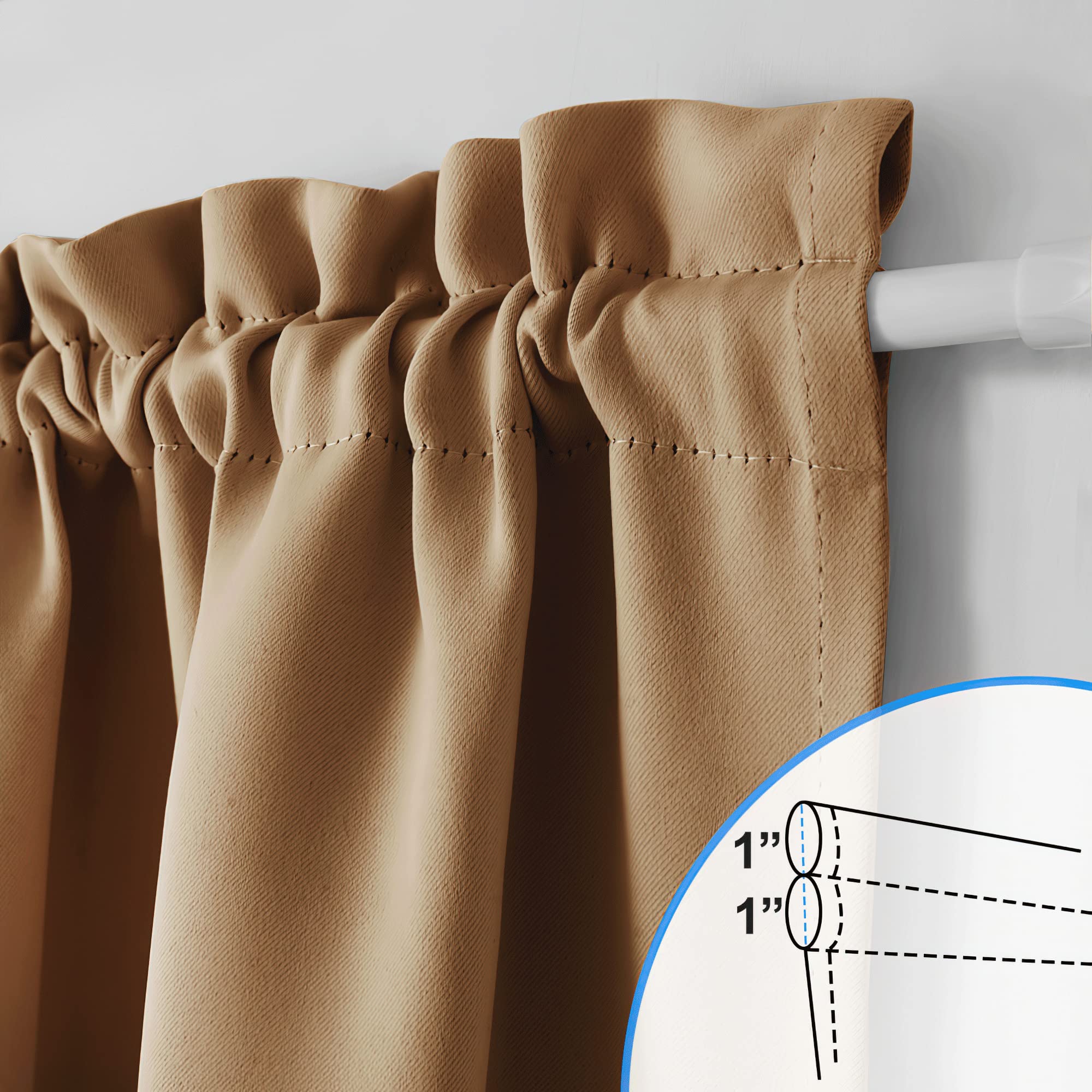 Nicetown Blackout Door Curtain Solid French Door Cover, Farmhouse Room Darkening Thermal Insulated Window Curtain Drape For Hall