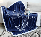 Zevrez Whale Blanket Navy Blue Whales Throw Blanket Flannel Fleece Sea Whale Pattern Blankets Whale Gifts And Decor For Sea And