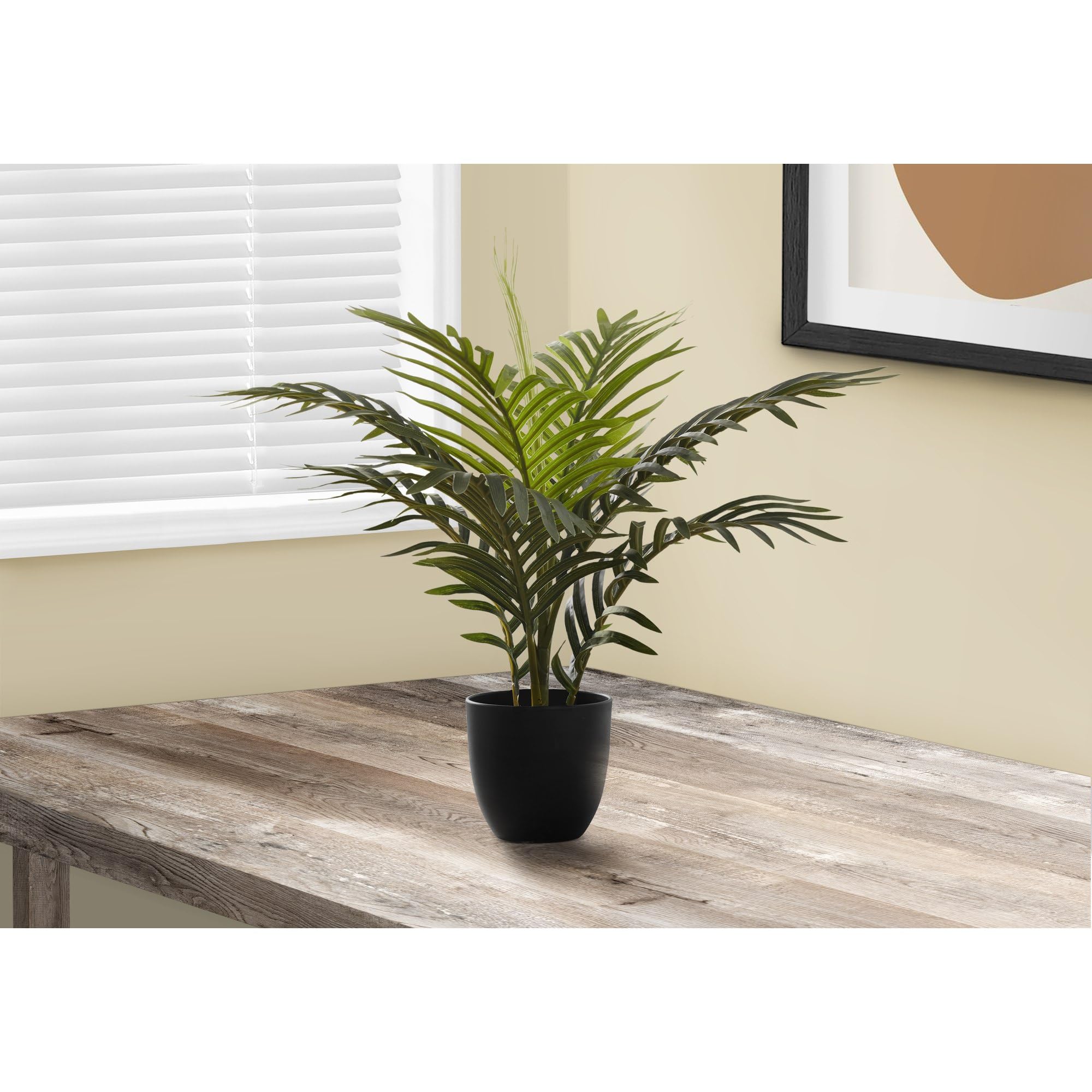Monarch Specialties I 9501 Artificial Plant, 20' Tall, Palm, Indoor, Faux, Fake, Table, Greenery, Potted, Real Touch, Decorative, Green Leaves, Black Pot