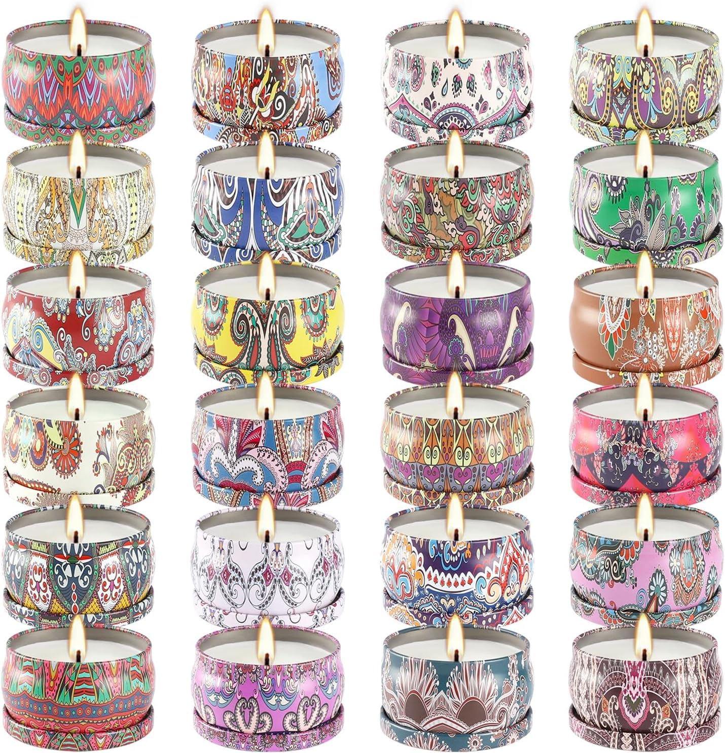 Howemon 24 Pack Scented Candles Set for Home, Relaxing Stress Relief, Aromatherapy - Natural Soy Wax and Fragrance - Gifts for W
