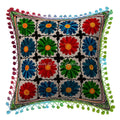 Indian Sofa Cushion Cover Embroidered Cotton Multi Color 16X16 Floral Cushion Cover
