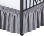 Biscaynebay Wrap Around Bed Skirts With Split Corners For King Beds 16' Drop, Silver Grey Elastic Dust Ruffles Easy Fit Wrinkle & Fade Resistant Silky Luxurious Fabric Solid Machine Washable