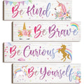 Yulejo Unicorn Rainbow Girls Room Wall Decor Unicorn Rainbow Motivational Wall Art Inspirational Wall Art Room Decor Unicorn Bed