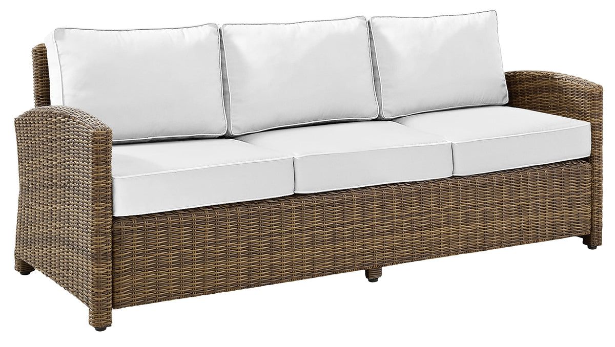 Crosley Furniture Bradenton Wicker Outdoor Sofa, 3-Person Patio Couch with Sunbrella Cushions, Brown with Sunbrella Cushions