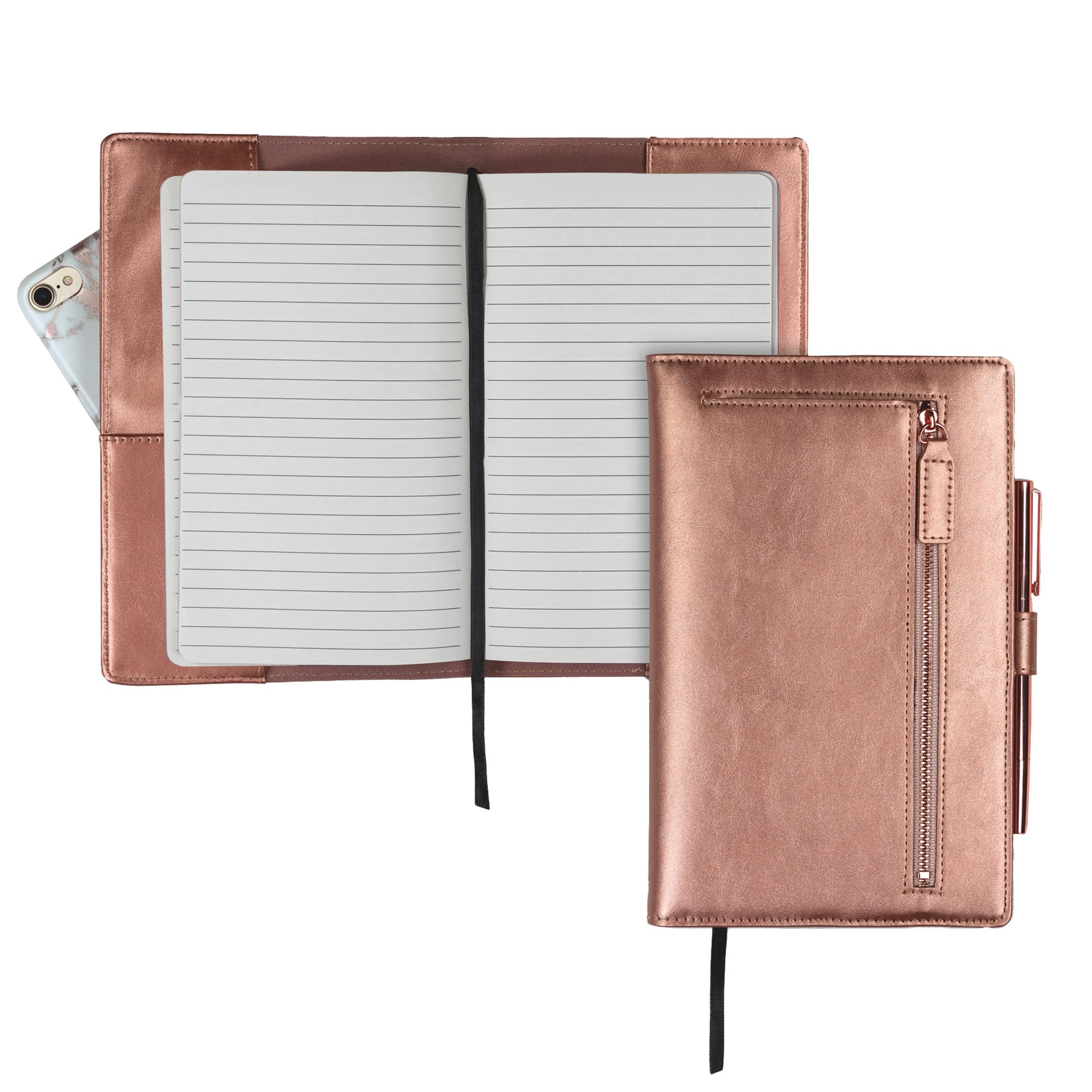 Samsill Notebook Portfolio - Business Portfolio For Women, Notebook Holder With Zipper Accessory Pocket, Refillable 5X8 Notepad,