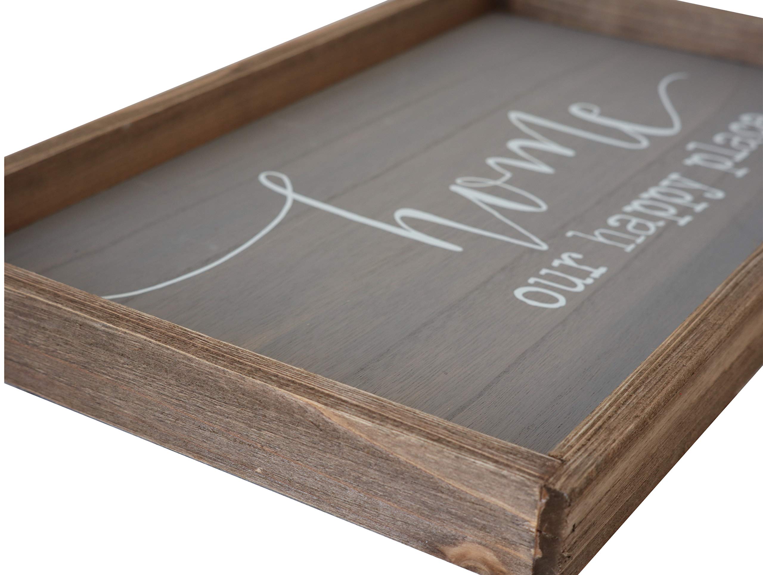 Parisloft Home Our Happy Place Wood Wall Framed Sign Natural Wood Wall Decor 19.5X11.5Inches