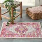 Nourison Passion Ivory/Fuchsia 12' X 15' Area-Rug, Boho, Traditional, Easy-Cleaning, Non Shedding, Bed Room, Living Room, Hallwa