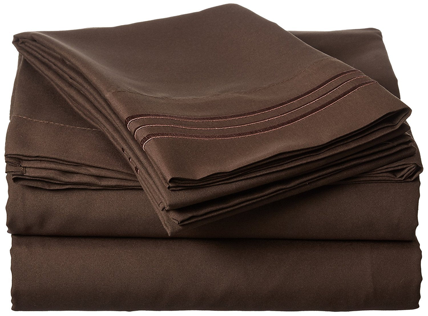 Elegant Comfort 1500 Premier Wrinkle Resistant Hotel Quality Ultra Soft Luxurious 4-Piece Bed Sheet Set, Full, Chocolate Brown