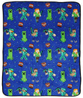 Minecraft Plush Throw Blanket - Measures 50 X 60 Inches - Kids Super Soft Blue Fleece Bedding, Features Creeper