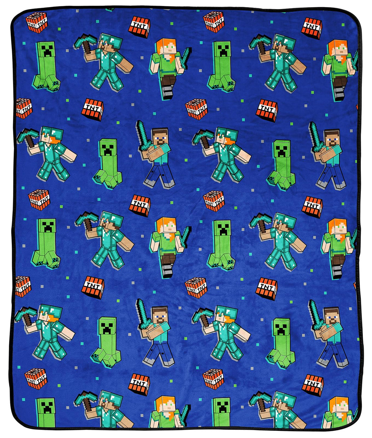 Minecraft Plush Throw Blanket - Measures 50 X 60 Inches - Kids Super Soft Blue Fleece Bedding, Features Creeper