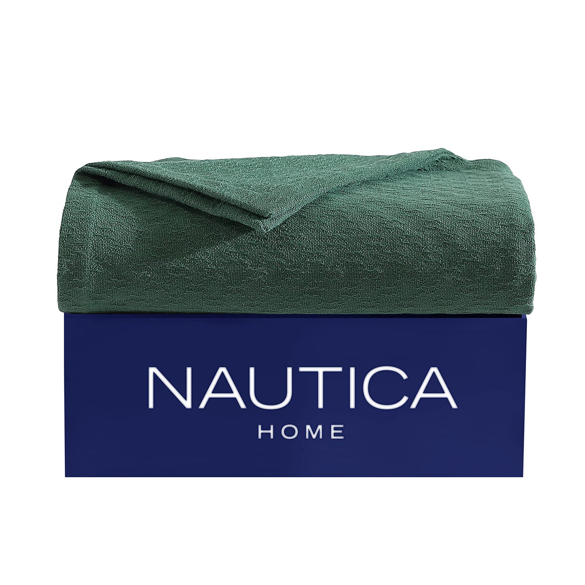 Nautica Blanket Soft Cotton Bedding Texture, Home Decor For All Seasons, Queen, Ripple Cove Green