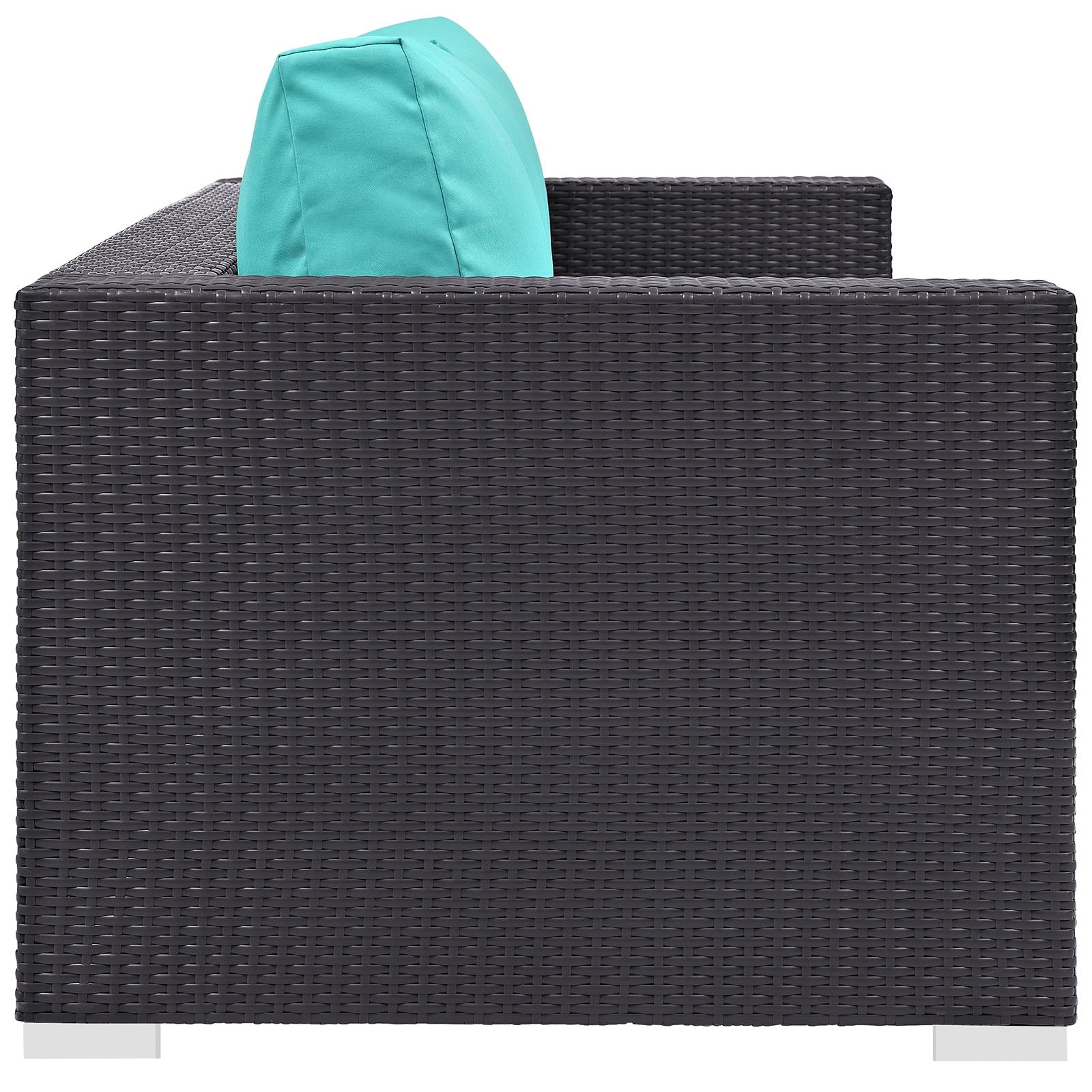 Modway Convene Wicker Rattan Outdoor Patio Sofa In Espresso Turquoise