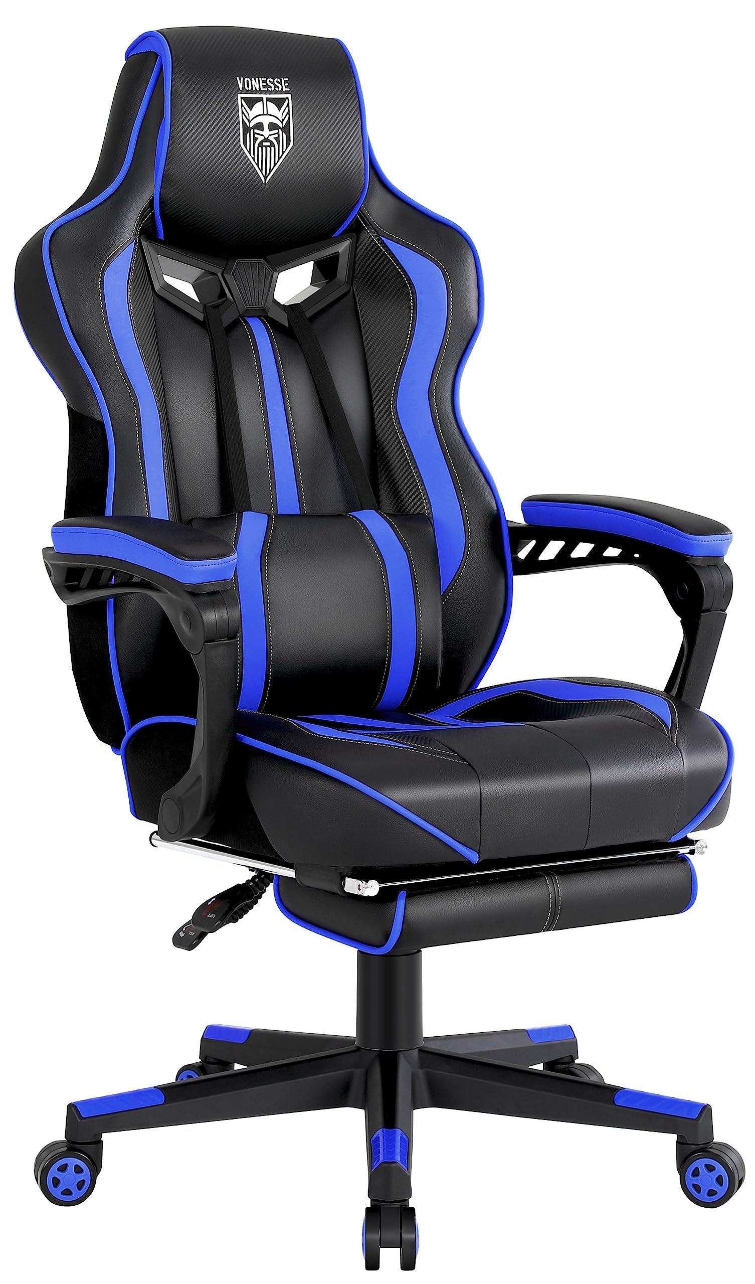 Vonesse Gaming Chair Adults Gaming Chair with Footrest Reclining Computer Chair with Massage Gamer Chair Big and Tall Gaming Cha