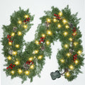 PALONMY Christmas Garland with Lights 6.25 Feet Pre-lit Cypress Pine Garland Red Berry Snowy Pinecone Garlands Christmas Decorat