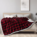 Pavilia Black And Red Buffalo Plaid Sherpa Fleece Throw Blanket For Couch Twin, Soft Flannel Blanket For Sofa Bed, Christmas Che