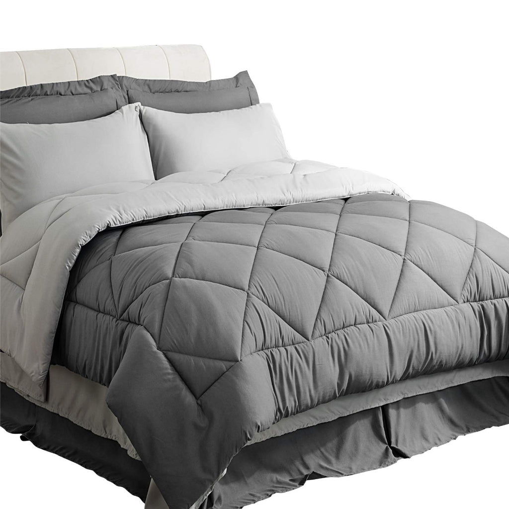 Bedsure California King Comforter Set - 7 Pieces Reversible Bed In A Bag California King With Comforters, Sheets, Pillowcases &