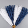 Acfruits Blue and White Pampas Grass Decor, 30 Pcs 17 Faux Pampas Grass Short Decor, Pompas Grass Flower Arrangement and Vase Fi
