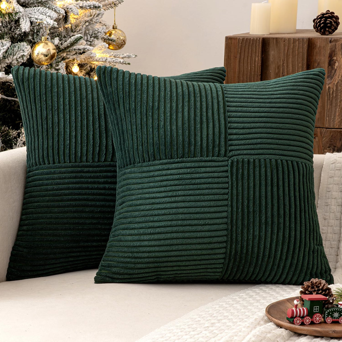 Miulee Light Brown Corduroy Pillow Covers Pack Of 2 Boho Decorative Spliced Throw Pillow Covers Soft Solid Couch Pillowcases Cro