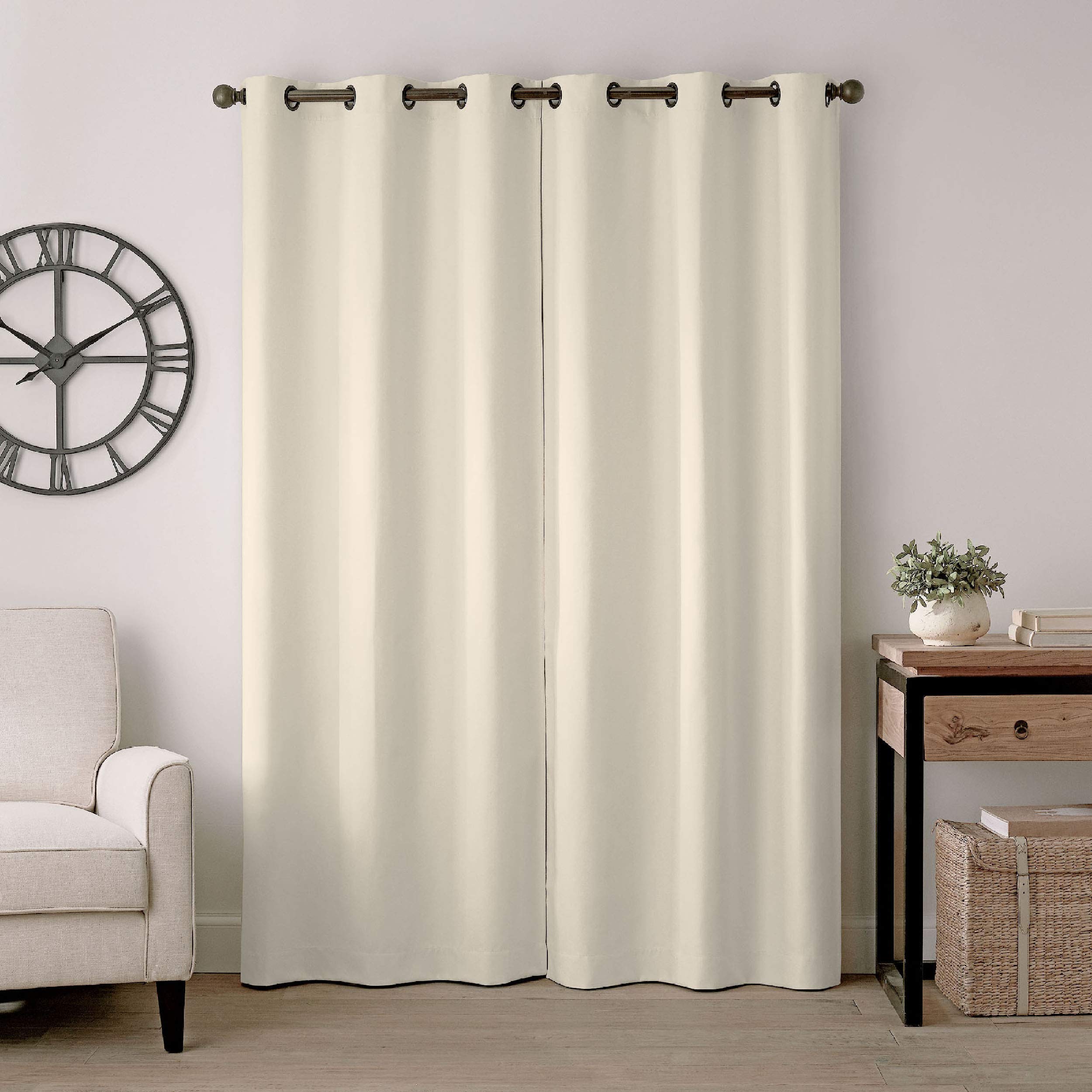 Eclipse Gabriella Grommet Top Curtains For Bedroom, Single Panel, 40'' X 95'', Ivory