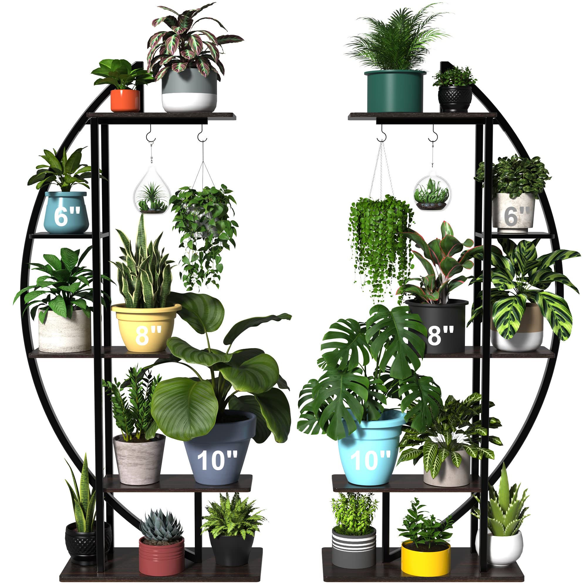 Gdlf Tall Plant Stand Large Plant Shelf Indoor 71' Metal Flower Rack With Hanging Hook, Improved Taller Design With More Space