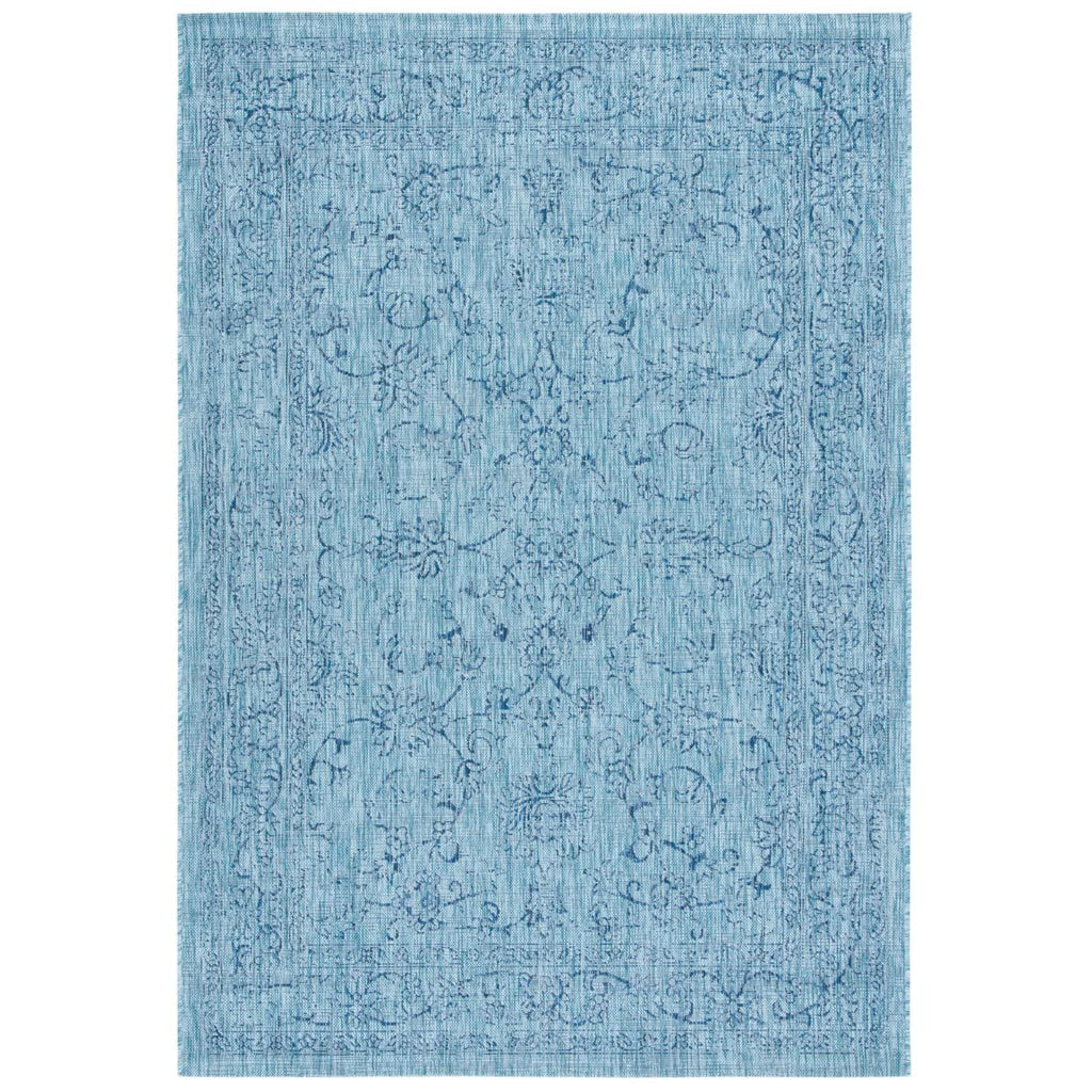 Safavieh Courtyard Collection 5'3' X 7'7' Aqua/Navy Cy8680 Indoor/ Outdoor -Waterproof Easy -Cleaning Patio Backyard Mudroom Area -Rug