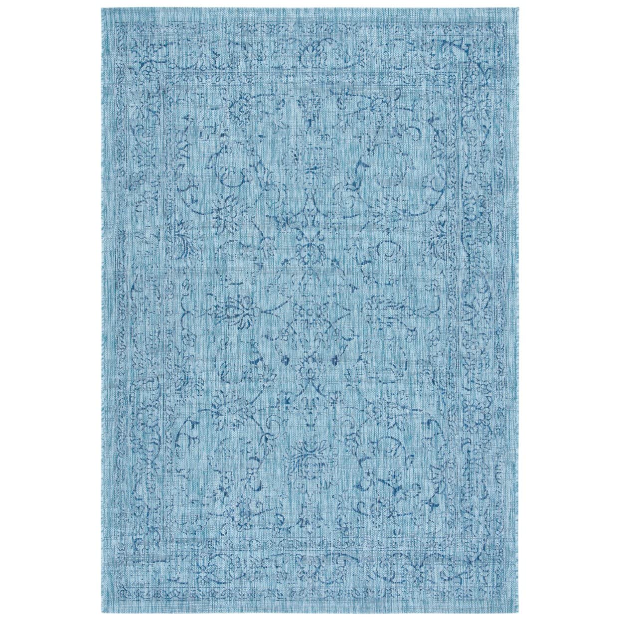 Safavieh Courtyard Collection 5'3' X 7'7' Aqua/Navy Cy8680 Indoor/ Outdoor -Waterproof Easy -Cleaning Patio Backyard Mudroom Area -Rug