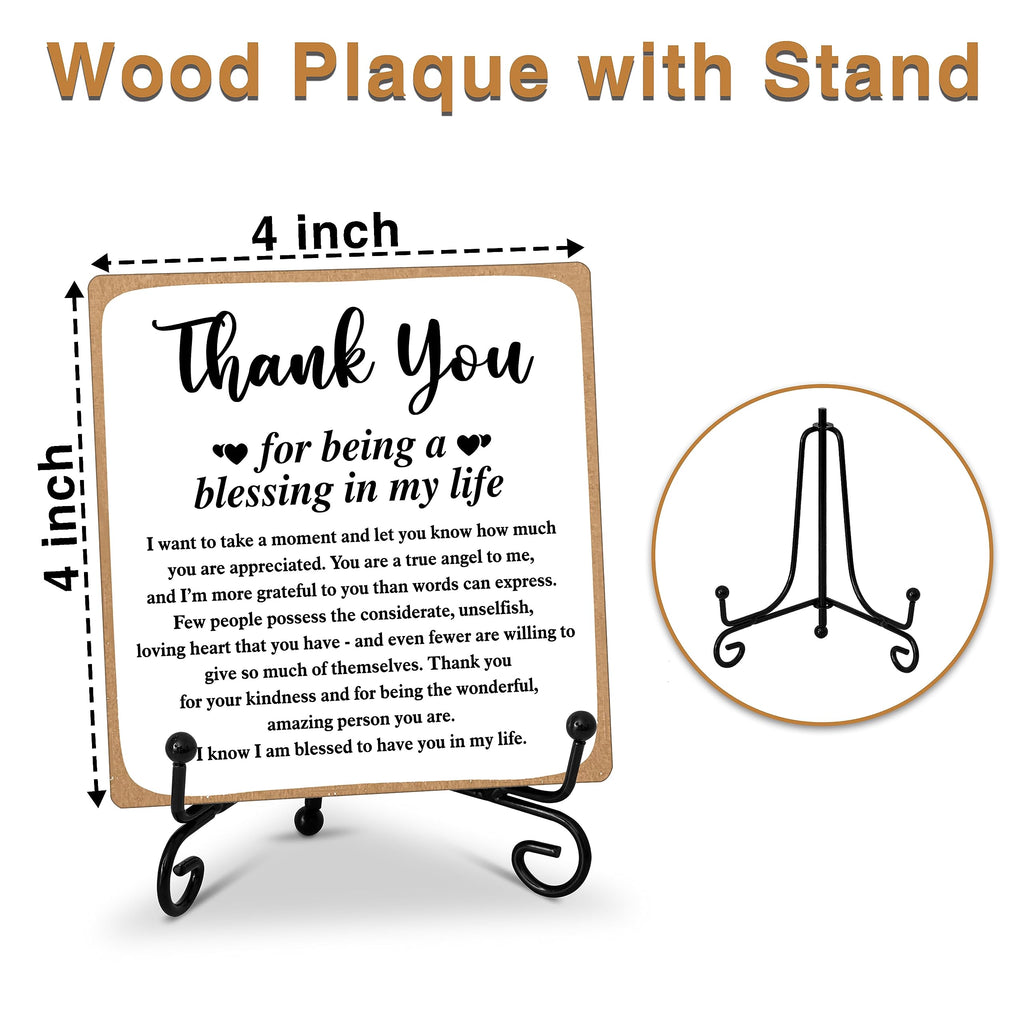 ONTDOM Wooden Plaque with Stand, "Thank You for Being A Blessing" Desk Decor, Multicolor