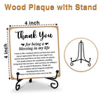 ONTDOM Wooden Plaque with Stand, "Thank You for Being A Blessing" Desk Decor, Multicolor