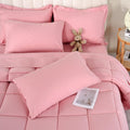 DOWNCOOL Queen Comforter Set, 7 Pieces Bedding Sets Queen Pink, All Season Down Alternative Bed in a Bag Queen with Comforter, F