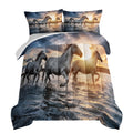 Hosima Girls & Boys Comforter Set - Horse Theme Print, Handsome Horse Bedding Set - Queen Size, Twin Bedding Sets With 2 Pillowc