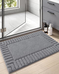 Color&Geometry Small Bath Rugs Non Slip Washable- 16x24 Absorbent Dark Grey Bathroom Rugs, Soft Bath Mats for Bathroom Floor, Sh