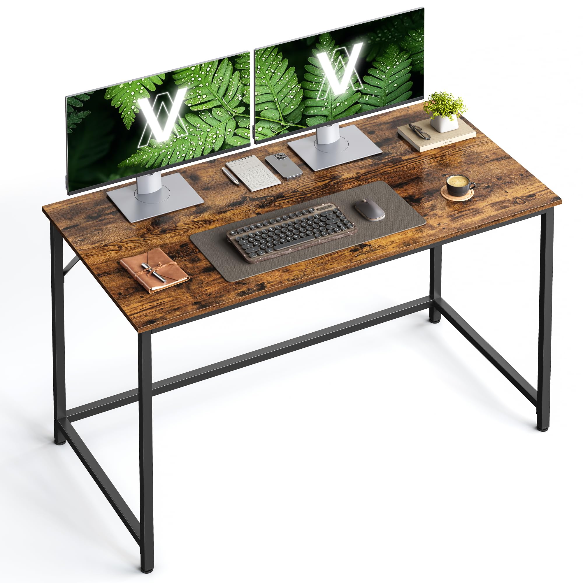 Vasagle Computer Desk, Gaming Desk, Home Office Desk, For Small Spaces, 23.6 X 47.2 X 29.5 Inches, Industrial Style, Metal Frame, Rustic Brown And Black Ulwd039B01