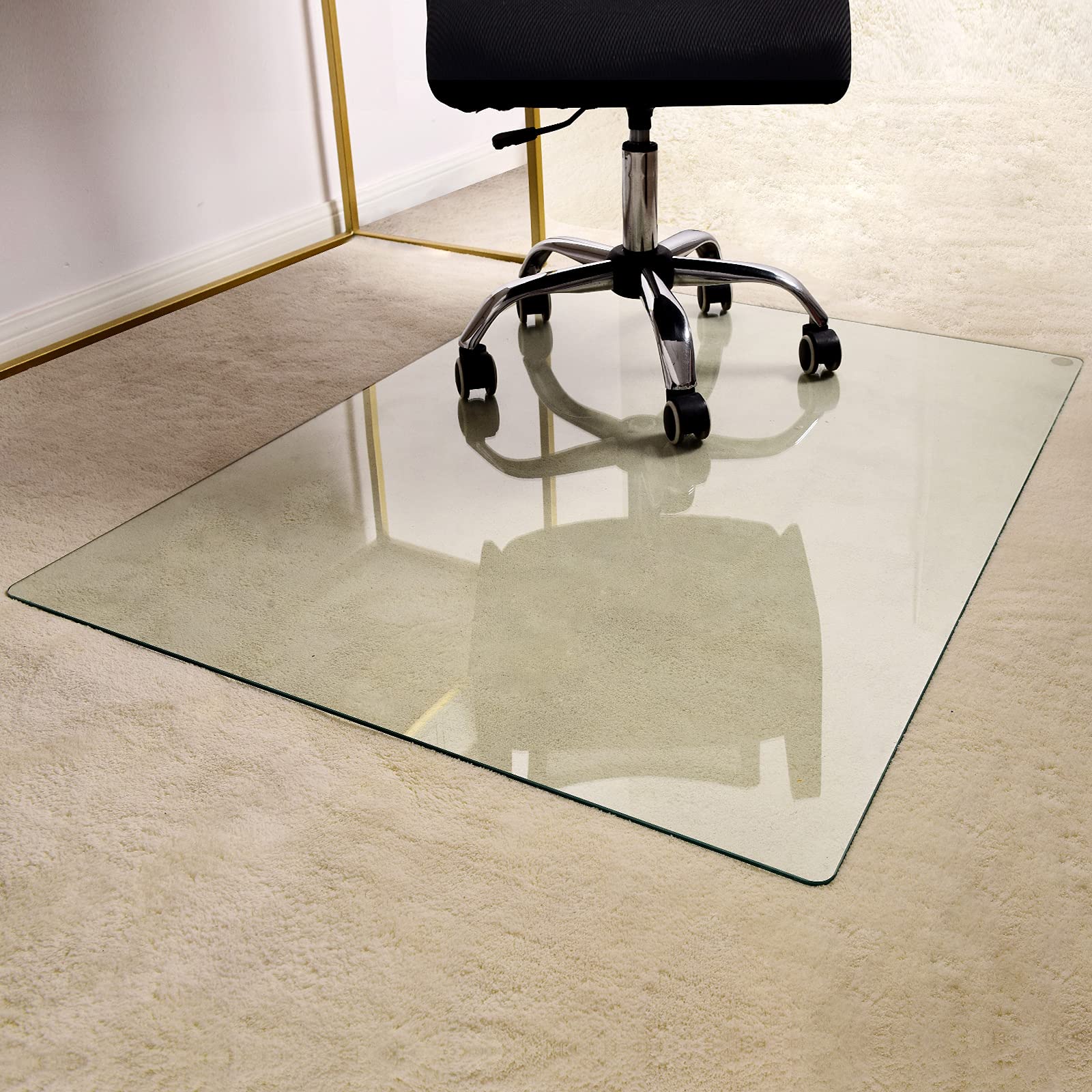 Glsland Office Chair Mat For Carpet - 36 ' X 46 ' Tempered Glass Floor Mat - For Office Chair On Carpet - 1/5 ' Thick Clear C