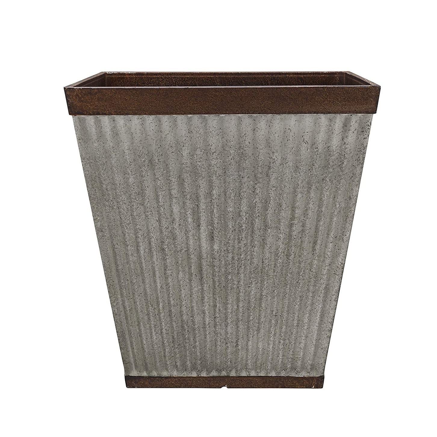 Southern Patio 16' Rustic Resin Faux Galvanized Square Planter