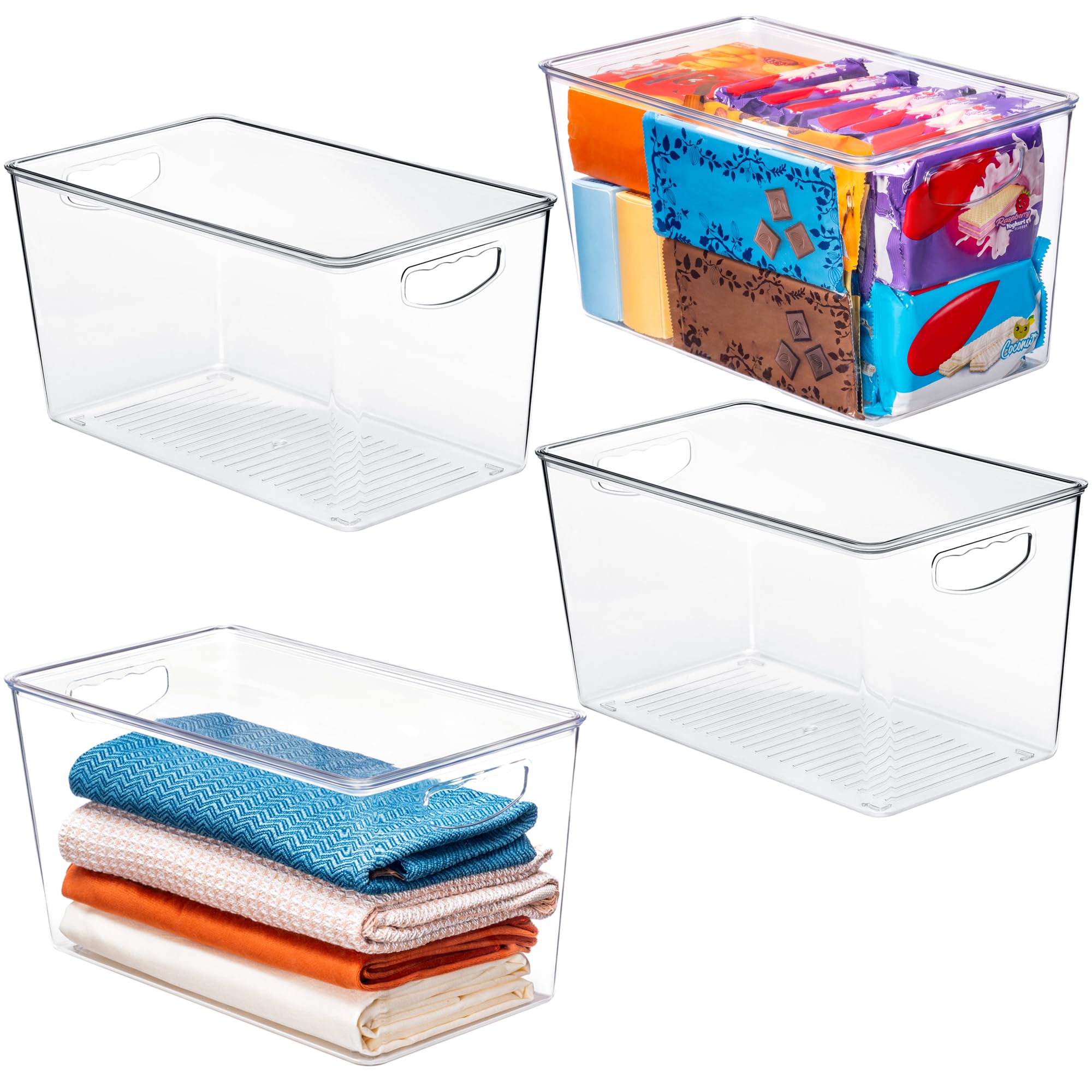 Theaoo Clear Storage Bins With Lids Stackable - Xlarge Plastic Containers For Pantry Organization And Storage - Perfect For Kitc