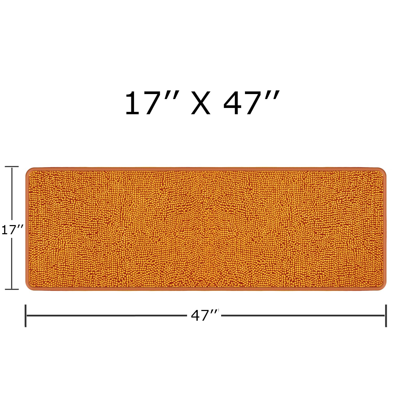 Pureswan Orange 47 X 17 Bathroom Rugs - Absorbent And Washable Bath Mat, Non-Slip, Thick Soft Chenille Bath Rugs For Bathroom Fl