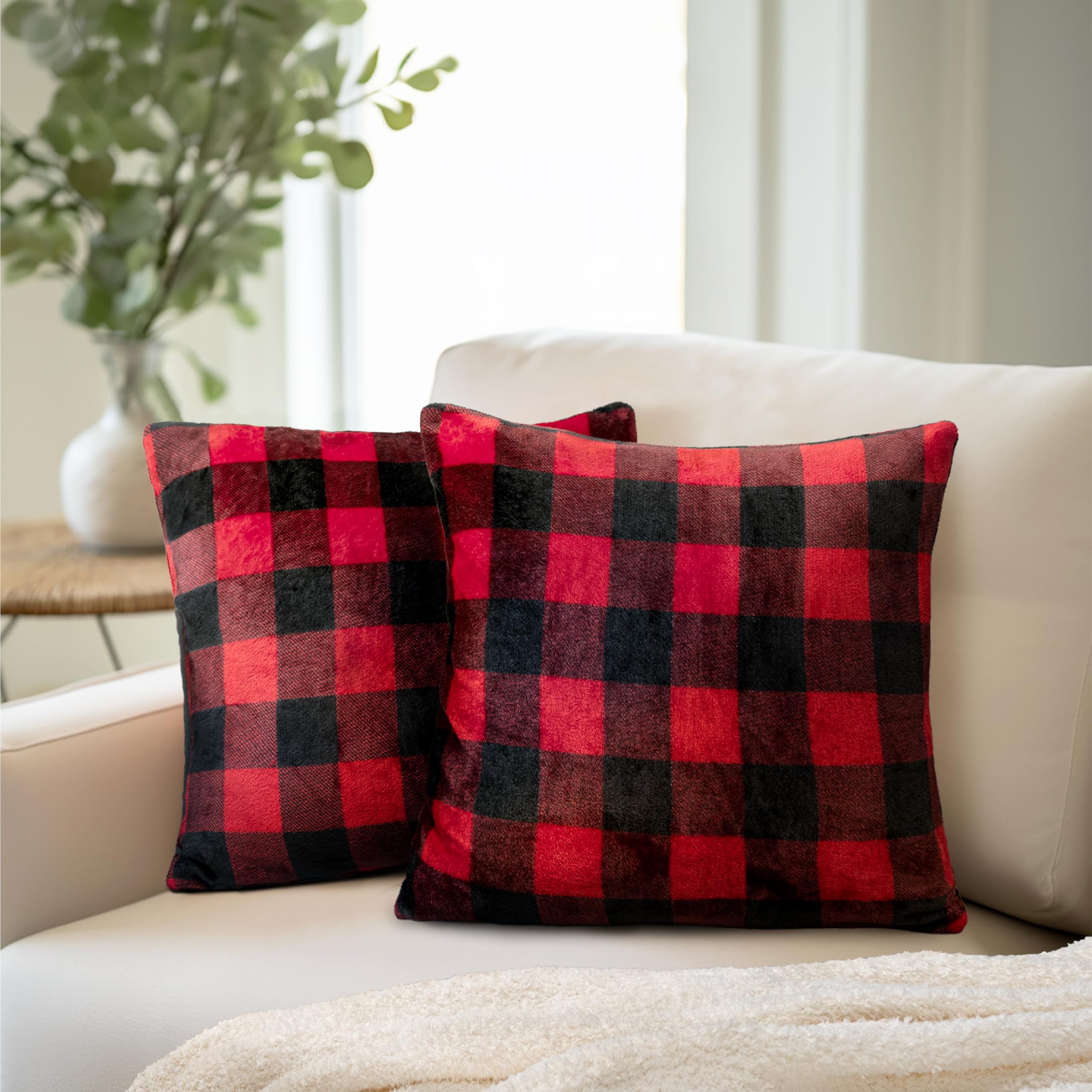 Pavilia Checker Plaid Throw Pillow Covers 18X18 Set Of 2, Decorative Pillow Cases For Bed Sofa Couch, Boho Aesthetic Accent Deco