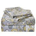 Jsd King Paisley Floral Print Sheet Set 4 Piece Soft Microfiber Bedding Sheets 15' Extra Deep Pocket