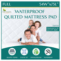 Full Size Quilted Mattress Pad - Fitted Waterproof Mattress Protector, Pillow Top Mattress Topper, Premium Quality Hypoallergeni