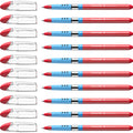Schneider Slider Basic F (Fine) Ballpoint Pen, 0.7 Mm, Transparent Barrel, Red Ink, Box Of 10 Pens (151002)