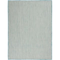 Nourison Courtyard Indoor/Outdoor Ivory Aqua 6' X 9' Area Rug, Geometric, Easy Cleaning, Non Shedding, Bed Room, Living Room, Di