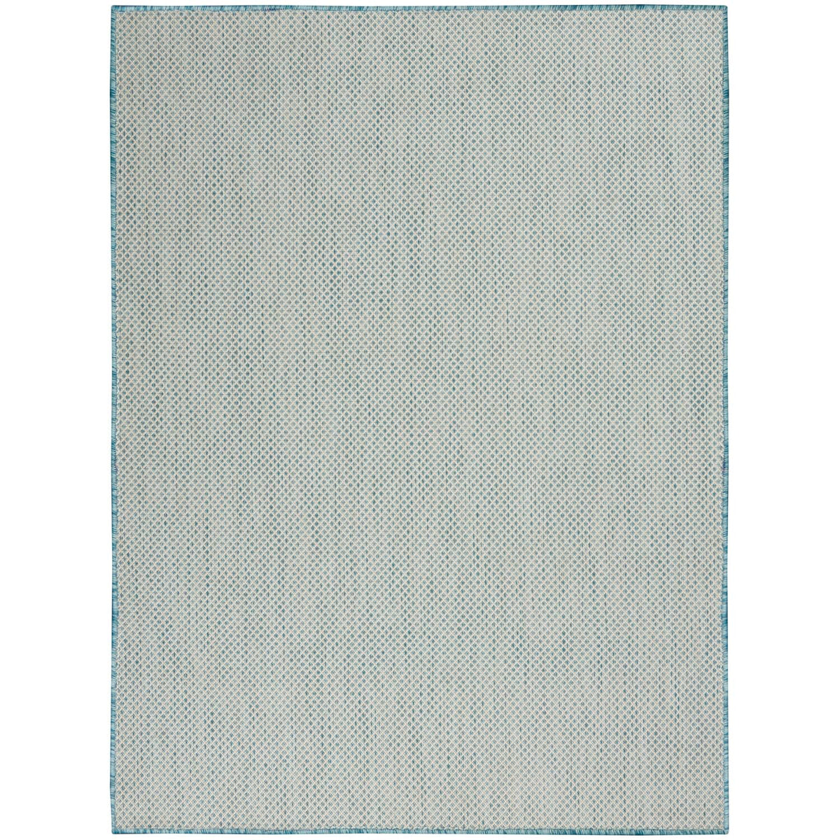 Nourison Courtyard Indoor/Outdoor Ivory Aqua 6' X 9' Area Rug, Geometric, Easy Cleaning, Non Shedding, Bed Room, Living Room, Di