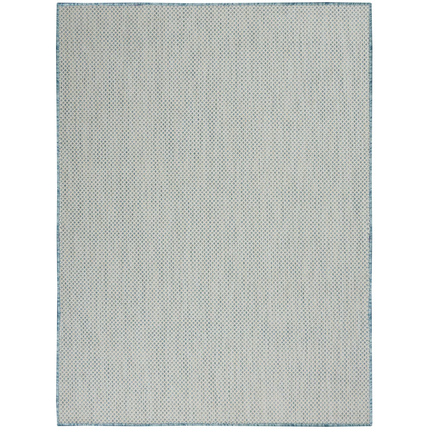 Nourison Courtyard Indoor/Outdoor Ivory Aqua 6' X 9' Area Rug, Geometric, Easy Cleaning, Non Shedding, Bed Room, Living Room, Di