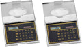 Stephanie Imports Set Of 2 Slim Metal Business Card Holder Cases With Built-In Solar Calculator (Silver)