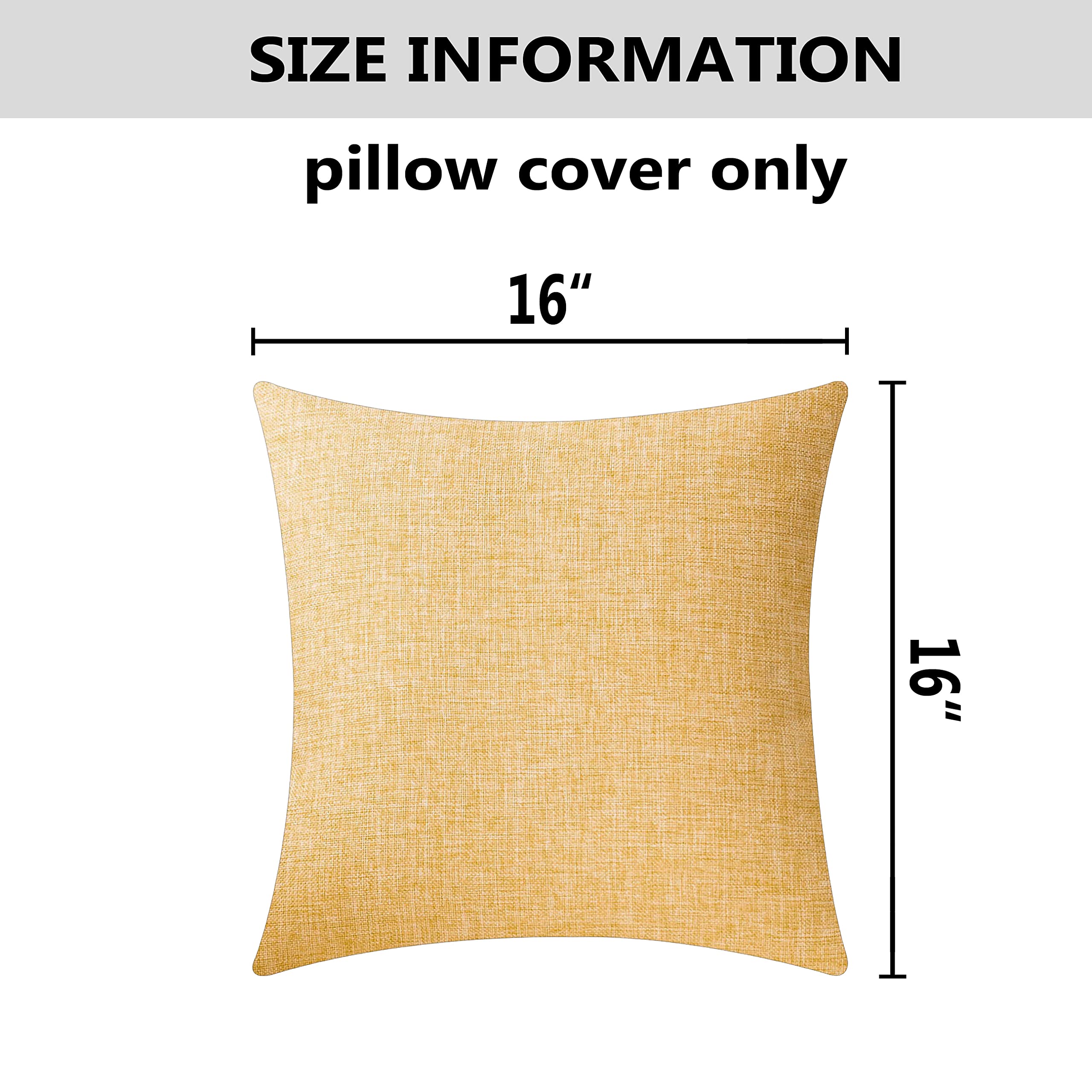 Home Brilliant 2 Pack Linen Burlap Accent Pillow Covers Fall Throw Pillow Covers For Couch Sofa Bed Couch, 16X16 Inch, Yellow