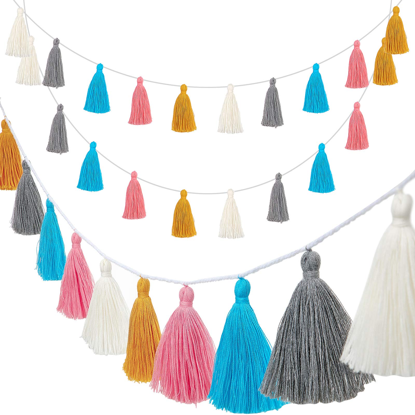 WILLBOND 4 Pieces Tassel Garland for Classroom Boho Pastel Garland Tassel Banners Decoration for Classroom School Supplies Decor