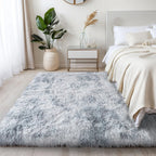 KCHOWUA Light Grey Rug for Bedroom Fluffy Rugs 4x6 Rug for Living Room Thick Machine Washable Plush Rug for Dorm Soft Shag Non S