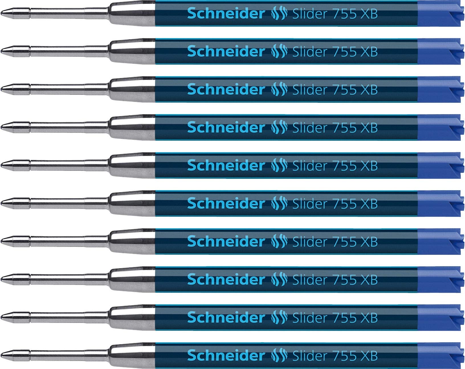 Schneider Slider 755 Xb (Extra Broad) Ballpoint Pen Refill, 1.4 Mm, Iso Format G2, Blue Ink, Box Of 10 Refills (175503)