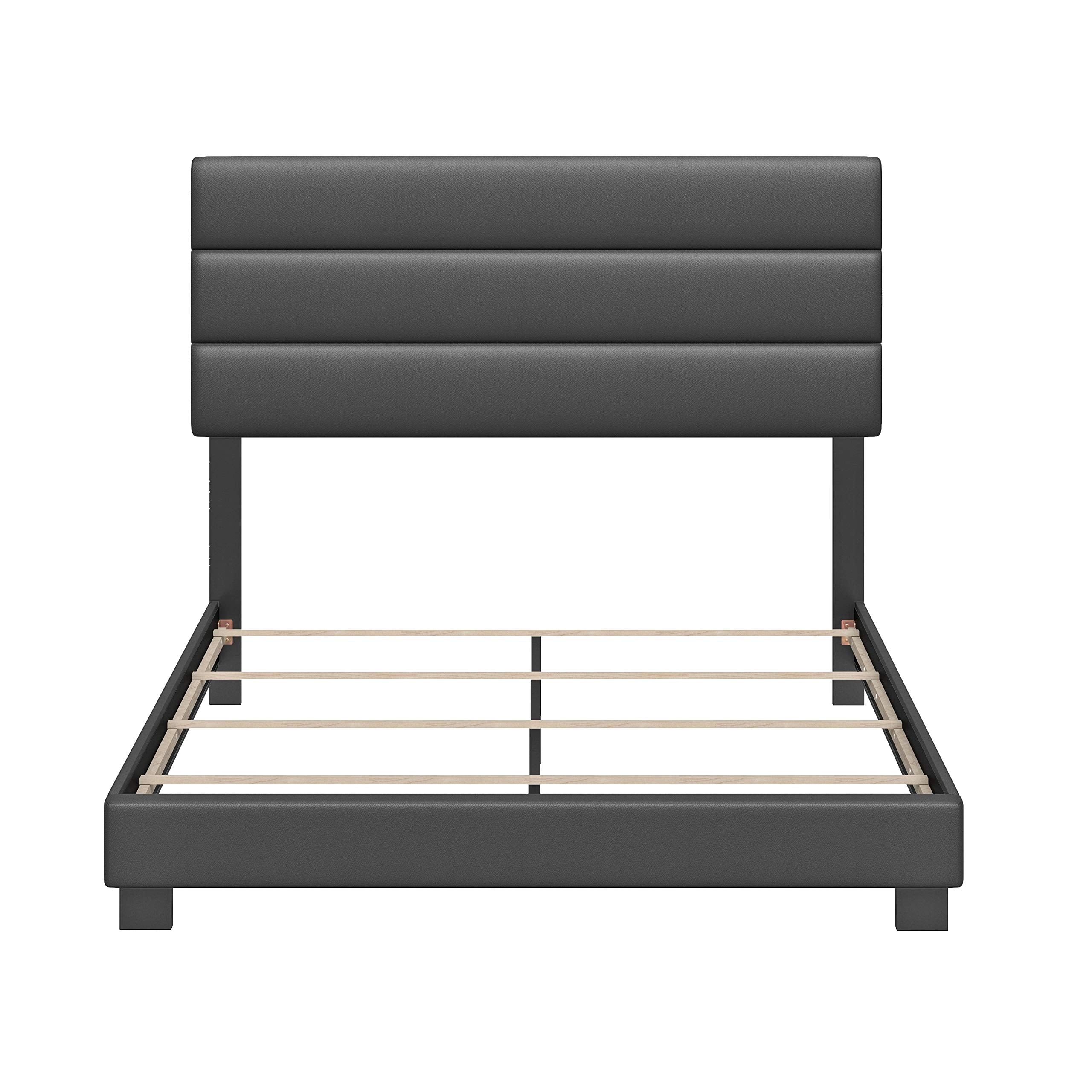 Sleep Sync Ferrara Padded Upholstered Faux Leather Bed White Full